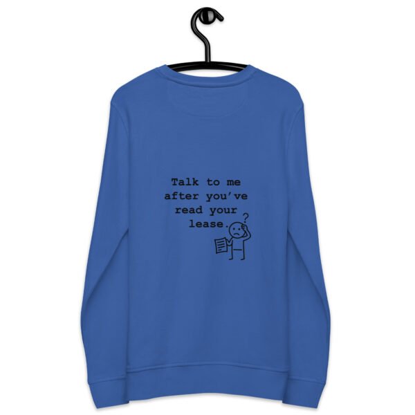 Unisex organic sweatshirt Read your lease - Image 9